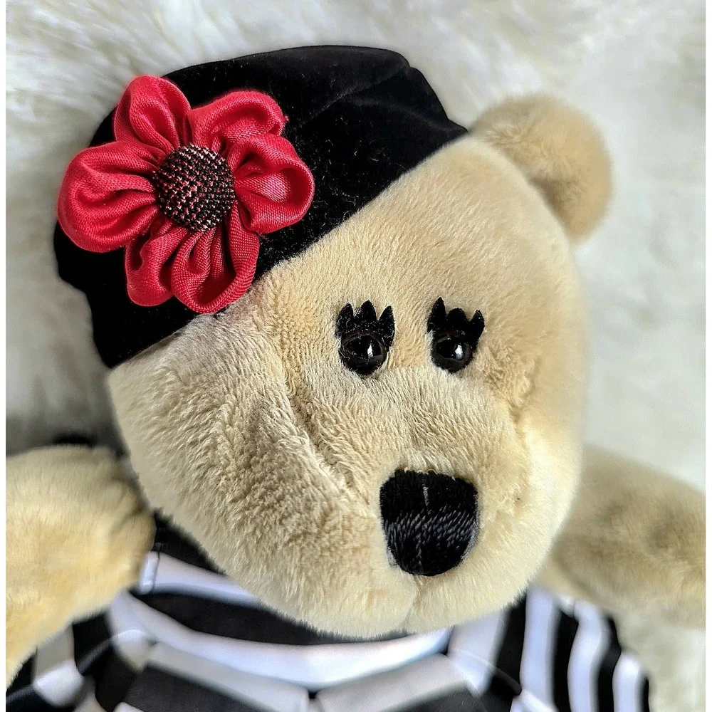 Rare Starbucks 2013 Teddy Bear Plush Black White Dress Red Shoes Collectible